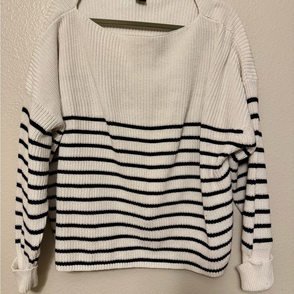 French Connection Sweaters - French Connection Black and White Striped Sweater